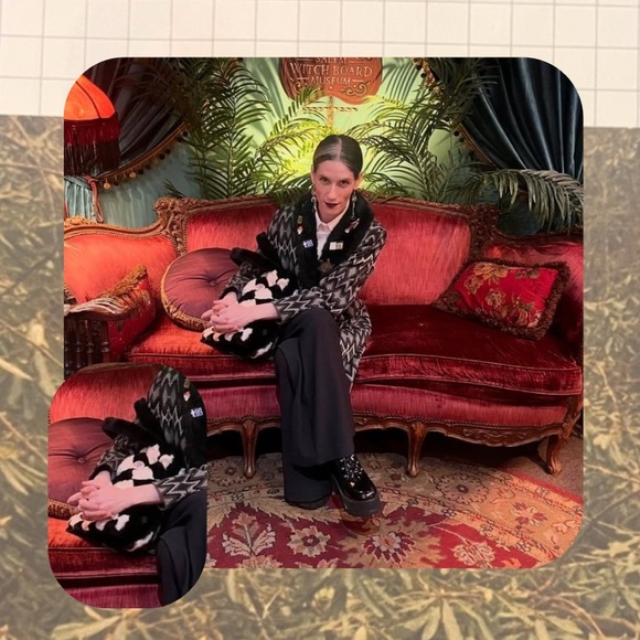 🌀🏷️🆕🎉 totw • black & white checkered fluffy tote bag - Picture 3 of 12